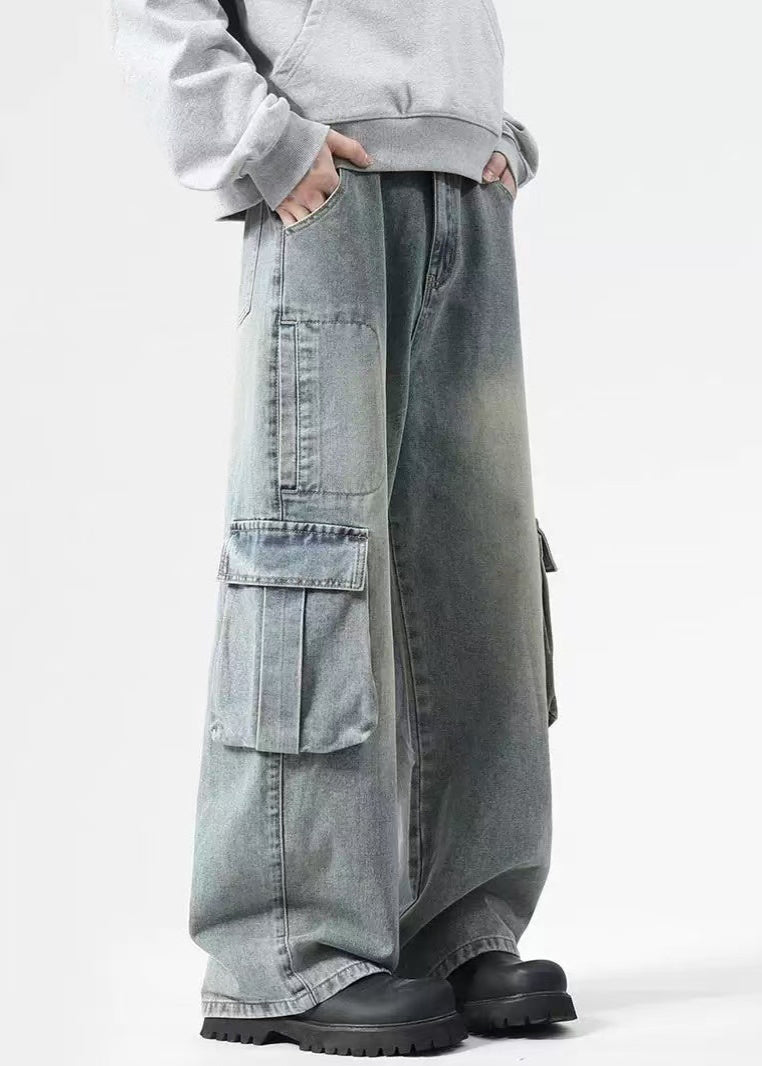 Black Pockets High Waist Denim Pants Spring