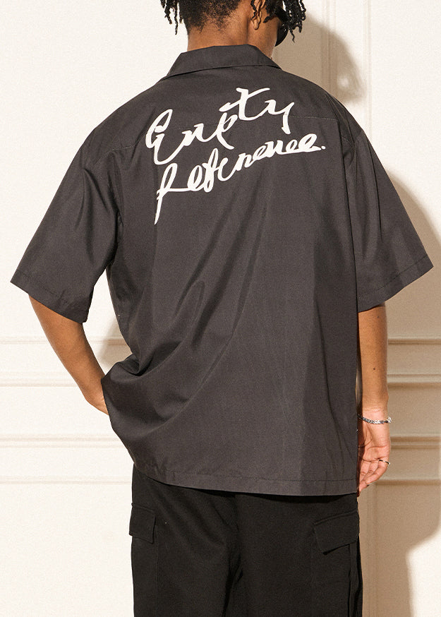 Black Print Button Cotton Shirts Summer