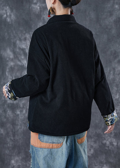 Black Print Patchwork Fine Cotton Filled Parker Winter Warm