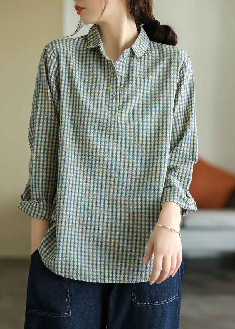 Blue Peter Pan Collar Cotton Top Spring