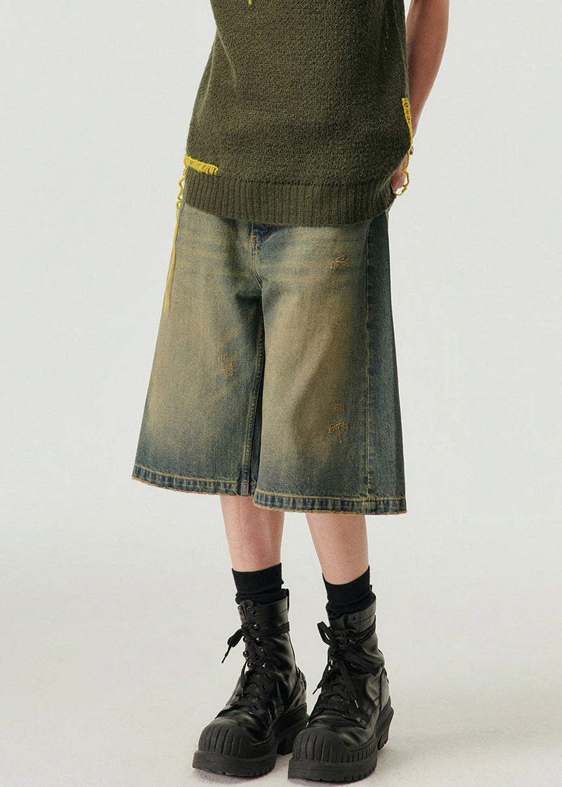 Blue Pockets High Waist Denim Shorts Summer