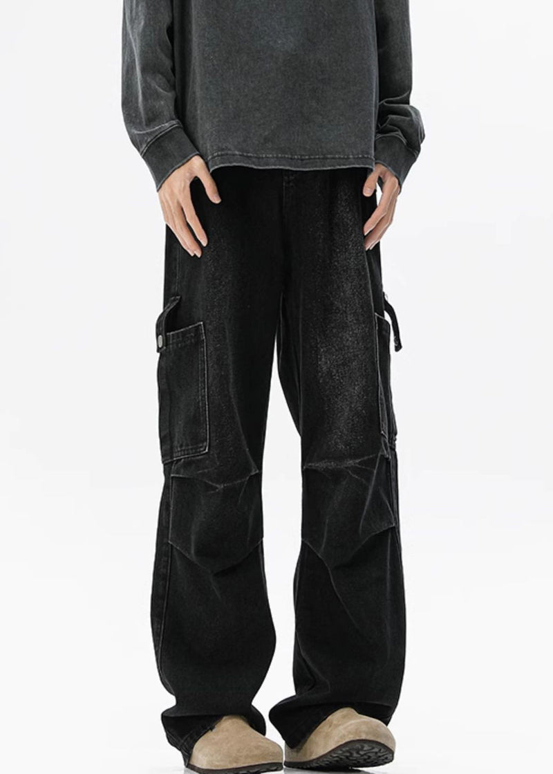 Blue Pockets High Waist Denim Pants Spring