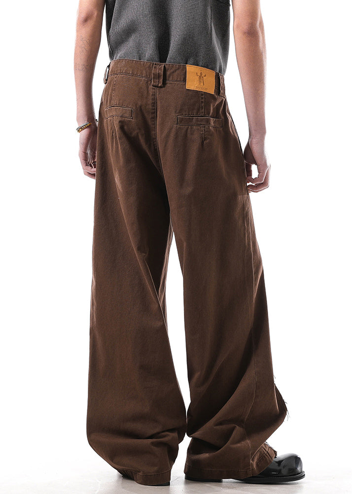 Brown Hole High Waist Patchwork Denim Pants Fall
