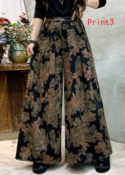 Print Denim Wide Leg Pants for Autumn