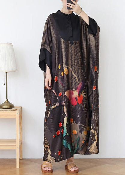 Chocolate Print Chiffon Patchwork Summer Dress