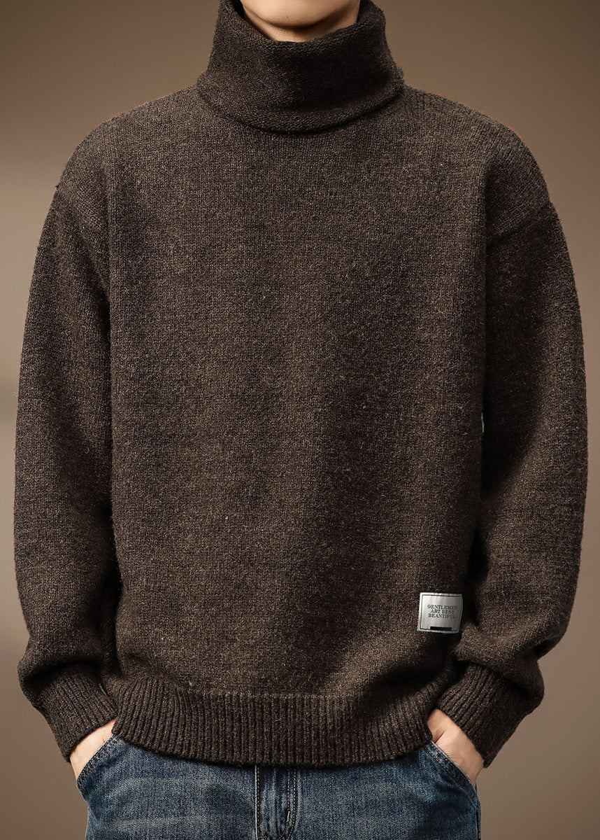 Coffee Cozy Thick Knit Wool Knit Turtleneck Winter