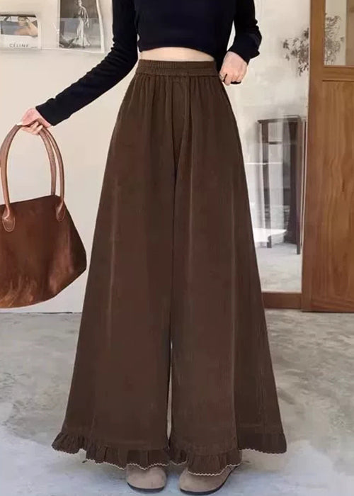 Coffee Pockets High Waist Corduroy Pants