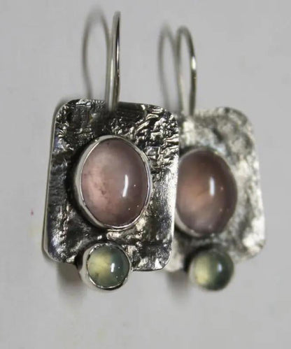 Colorblock Alloy Gem Stone Geometry Drop Earrings