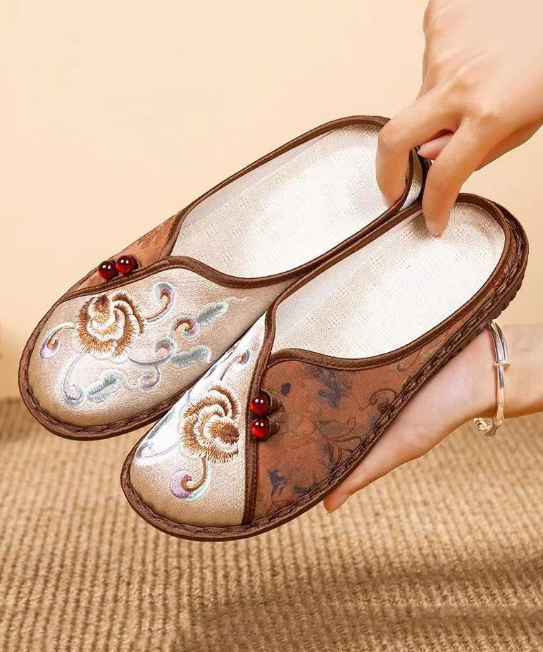Comfortable Splicing Coffee Cotton Fabric Embroideried