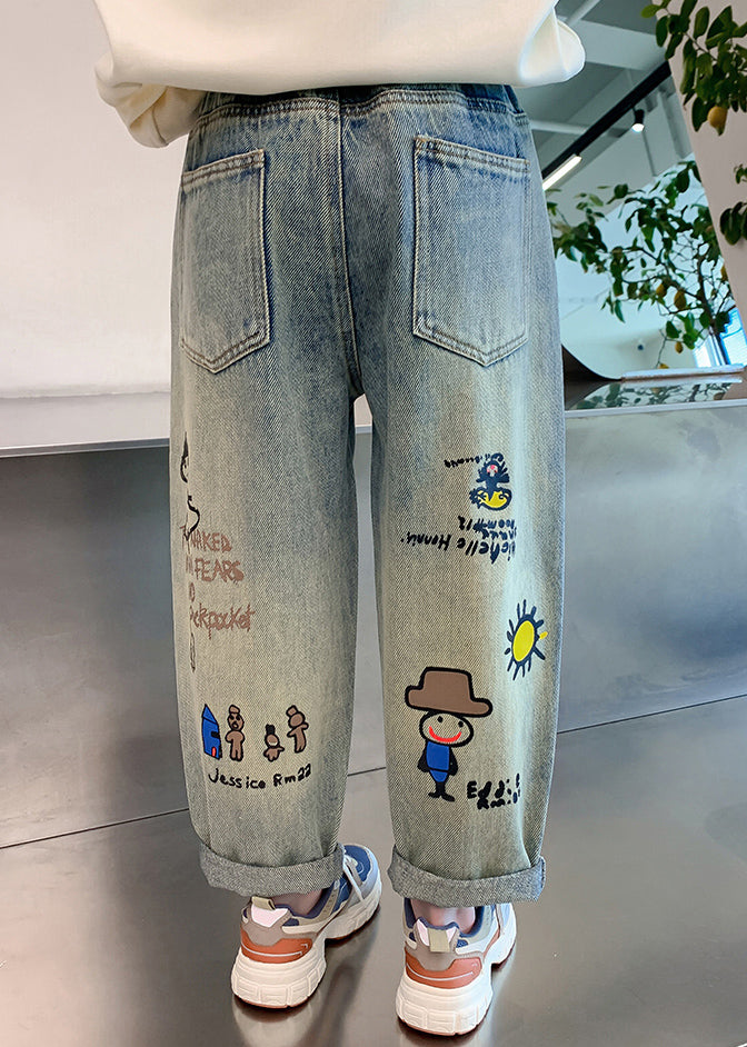 Denim Blue Patchwork Harem Kids Harem Pants Spring