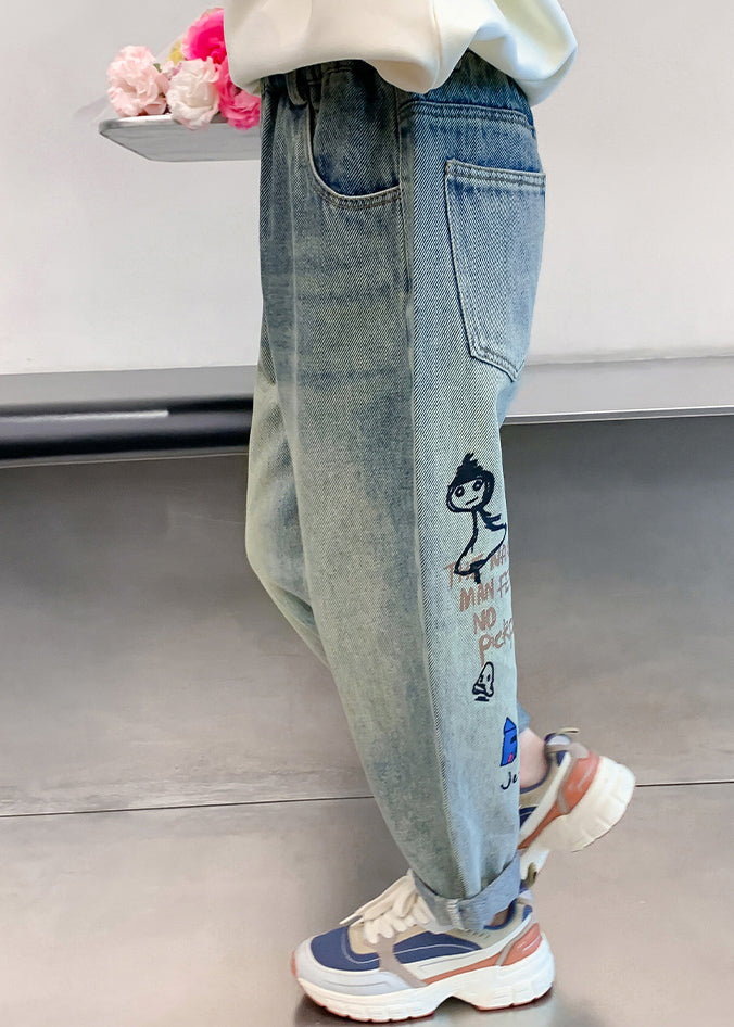 Denim Blue Patchwork Harem Kids Harem Pants Spring