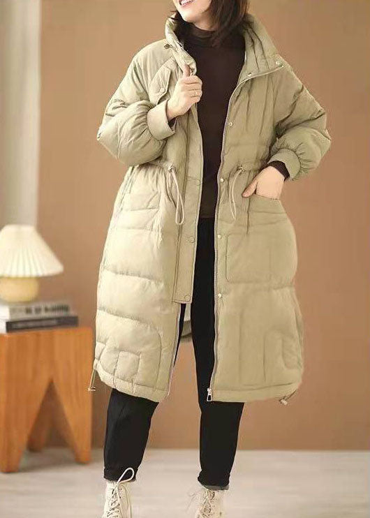 Duck Egg Green Cinched Thick Duck Down Down Coat Winter