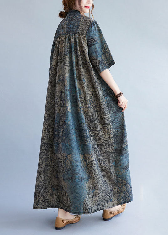 Stand Collar Patchwork Cotton Shirts Dresses Summer