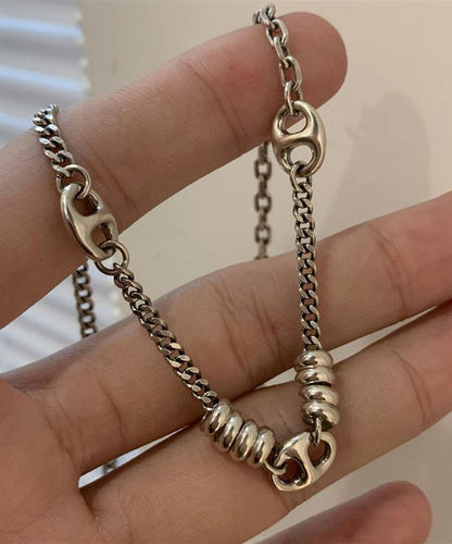 Gold Stainless Steel Chain Linked Patchwork Pendant Necklace Po005