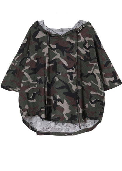 Green Camouflage Cotton Top Summer