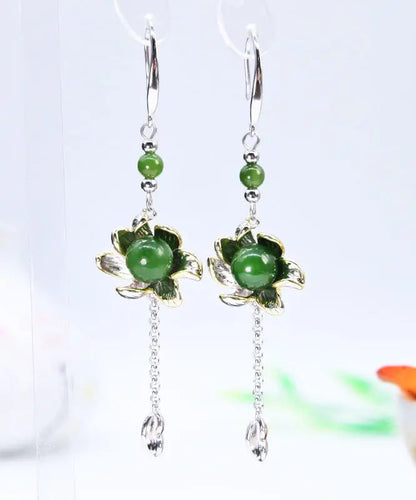 Sterling Silver Jade Drop Earrings
