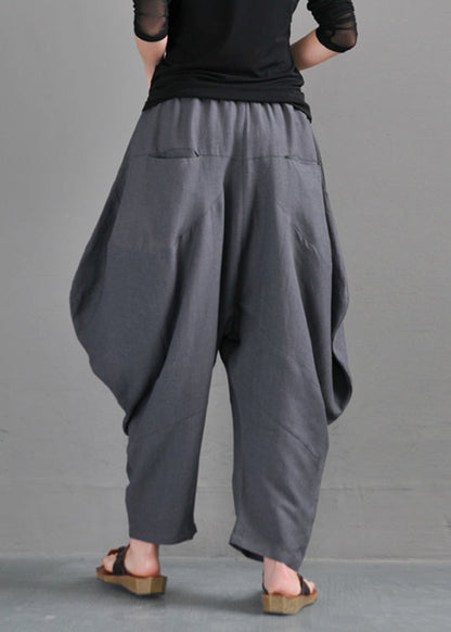 Grey Pockets Patchwork Lantern Pants Summer