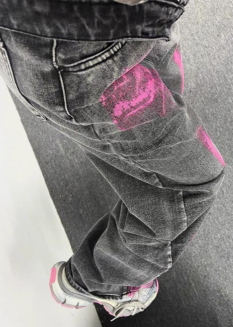 Grey Tie Dye Original Design Denim Pants Fall