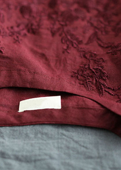 Mulberry O-neck Embroideried Tops Spring
