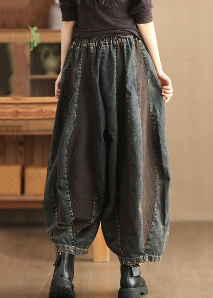 Gray Coffee Pockets Elastic Waist Crop Pants Spring