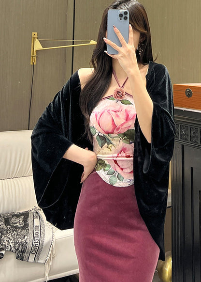 Oversized Silk Velvet Cardigan Batwing Sleeve