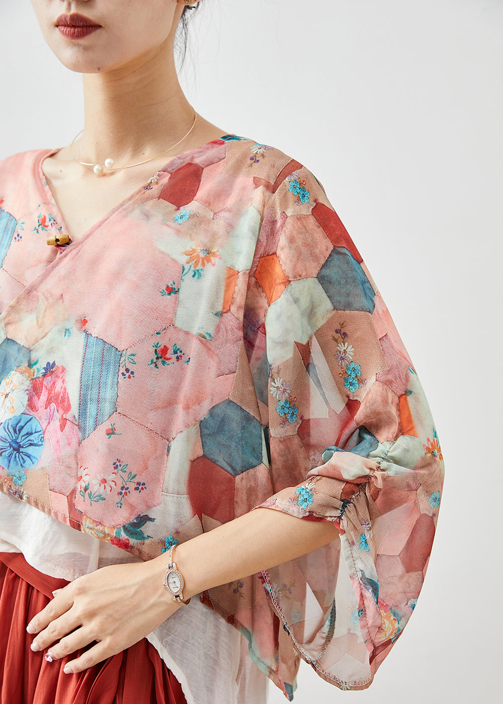Pink Oversized Print Cotton Two Pieces Set Fall