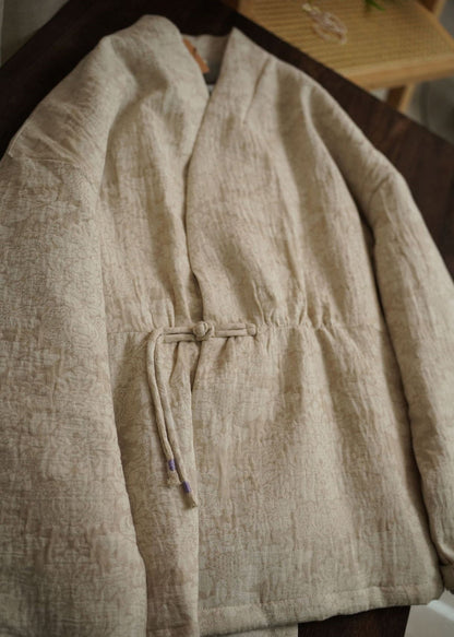 Purple Chinese Button Jacquard Fine Cotton Parka Spring