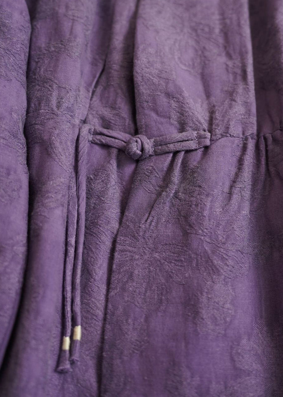 Purple Chinese Button Jacquard Fine Cotton Parka Spring