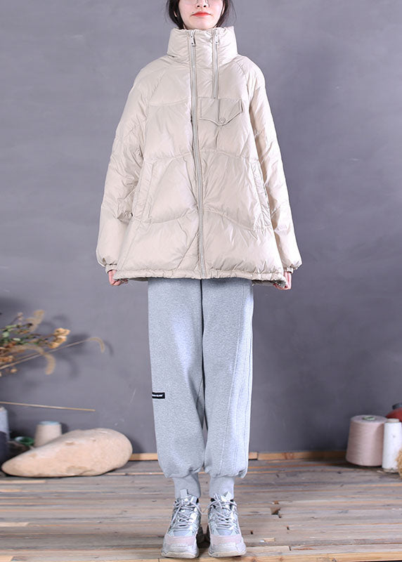 Purple Zip Up Drawstring Duck Down Puffer Jacket Winter