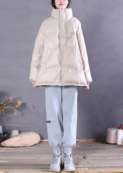 Purple Zip Up Drawstring Duck Down Puffer Jacket Winter