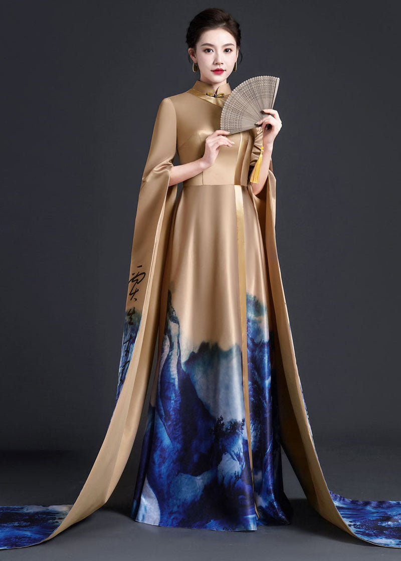 Tie Dye Button Silk Vacation Maxi Dresses Fall
