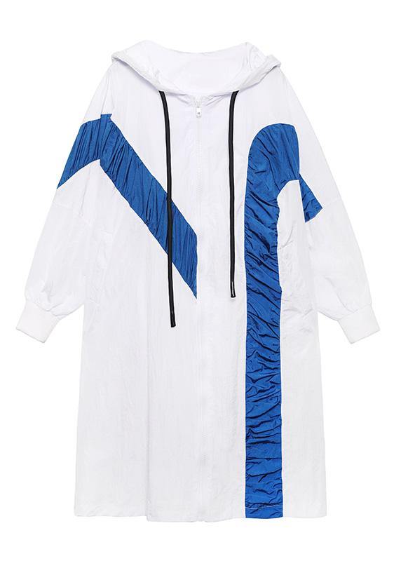 White Cinched Batwing Sleeve Spring Hoodies Outwear