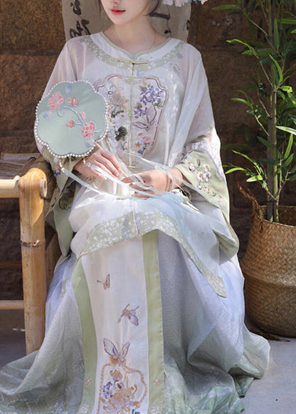 White Embroidered Patchwork Shirts Wide Leg Pants and Two Pieces Set Spring