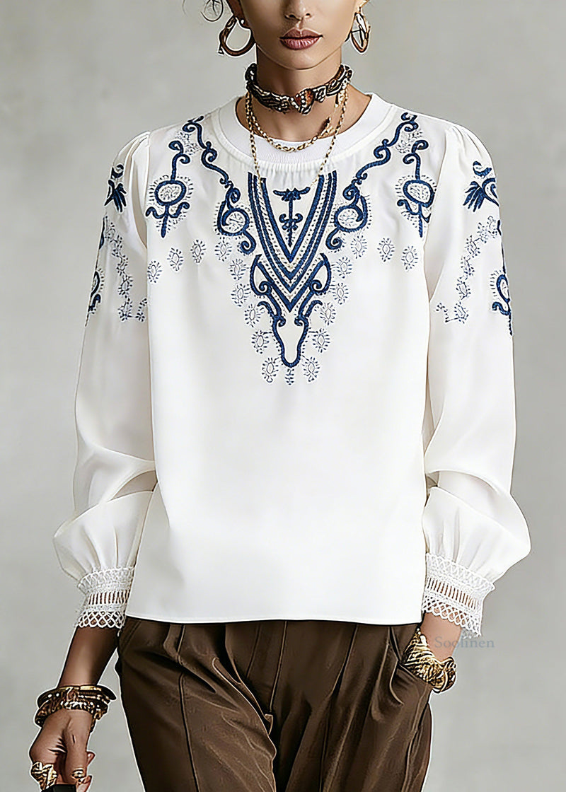 White O-neck Print T Shirt Spring