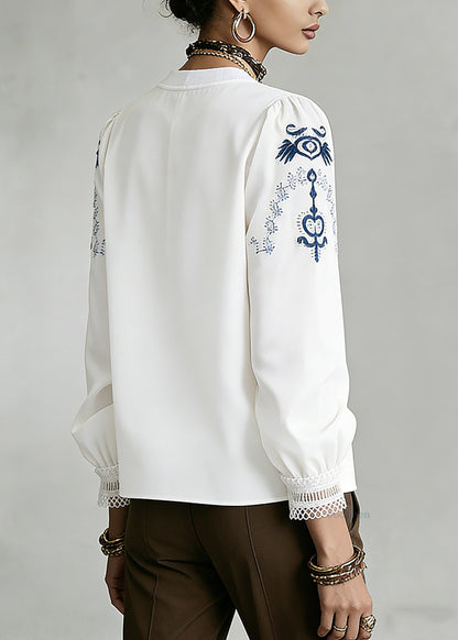 Vintage White O-Neck Print T Shirt Spring