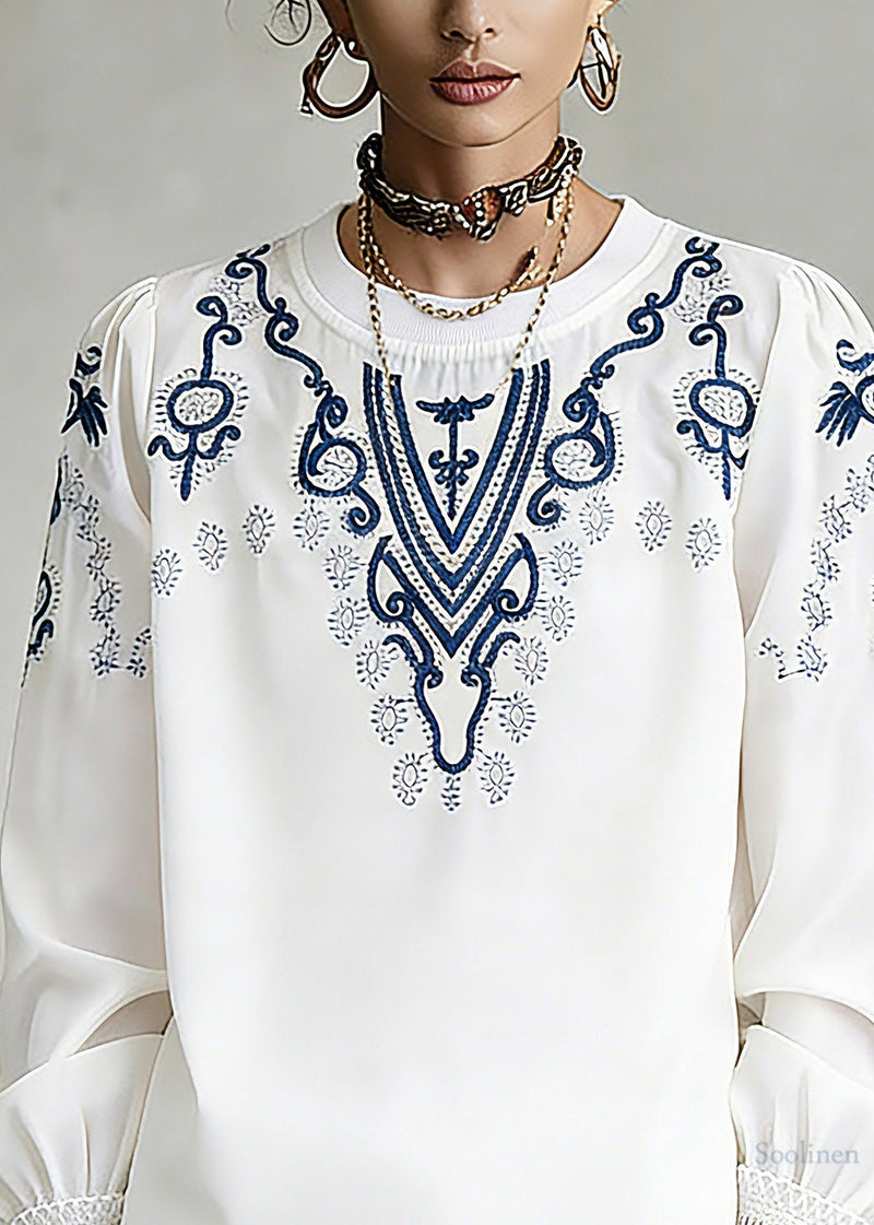 White O-neck Print T Shirt Spring