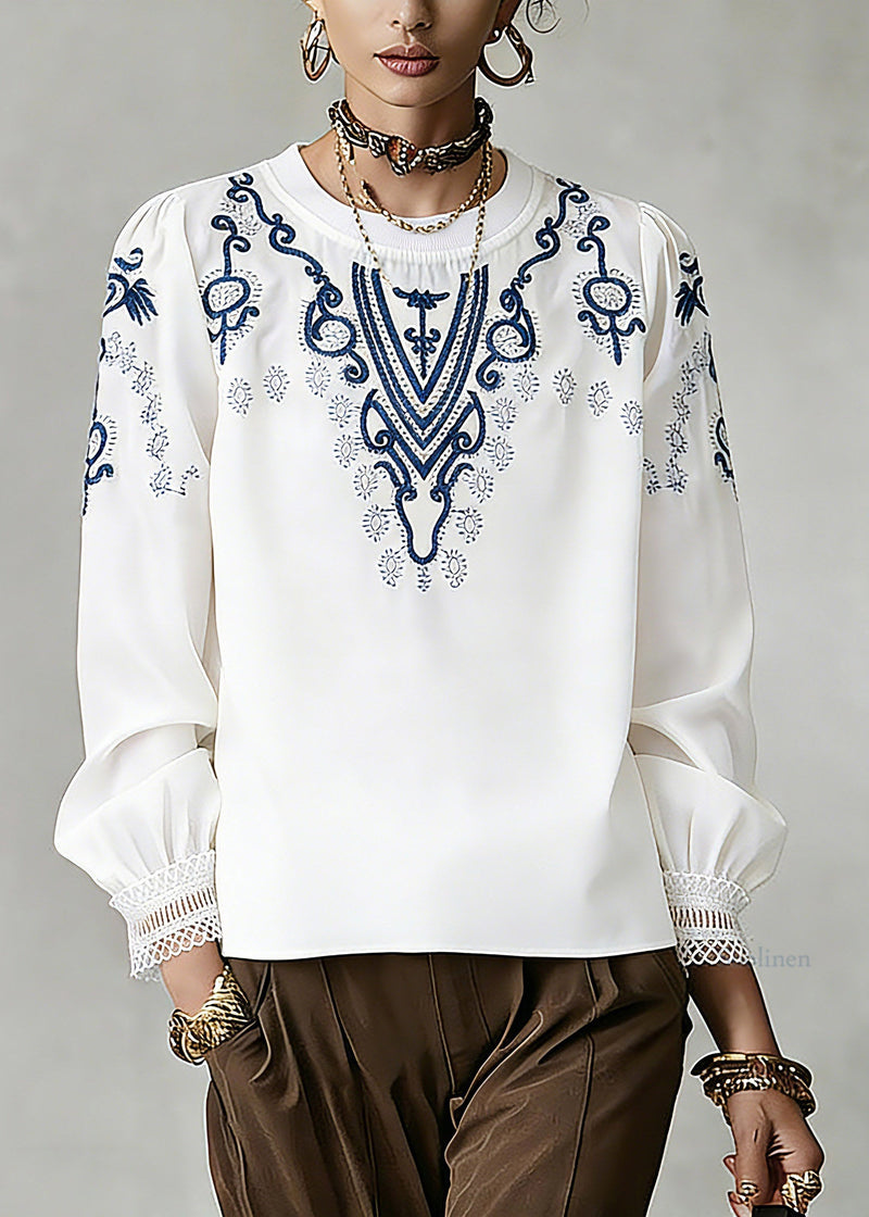 White O-neck Print T Shirt Spring