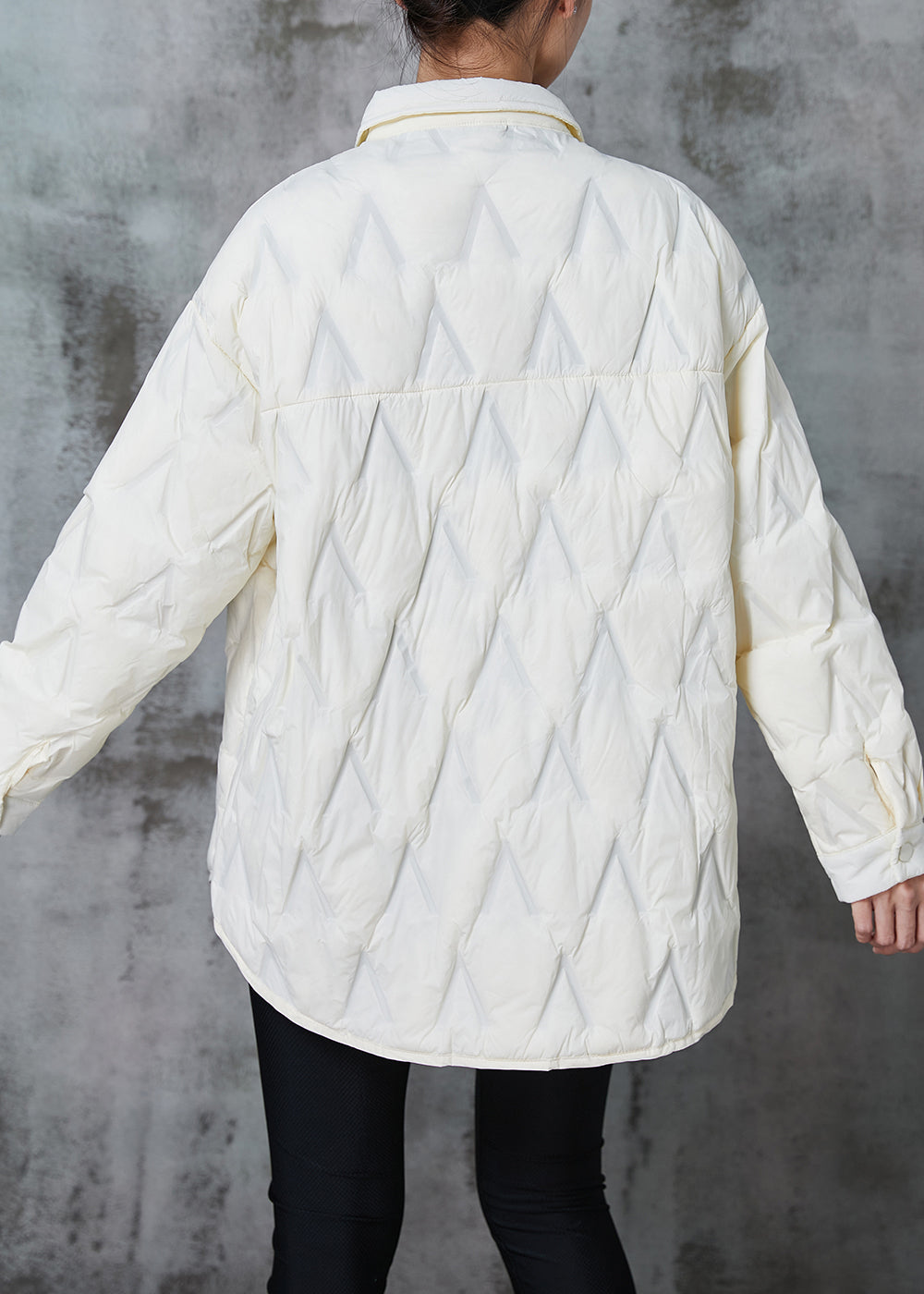 White Oversized Pocket Fine Cotton Filled Coat Winter