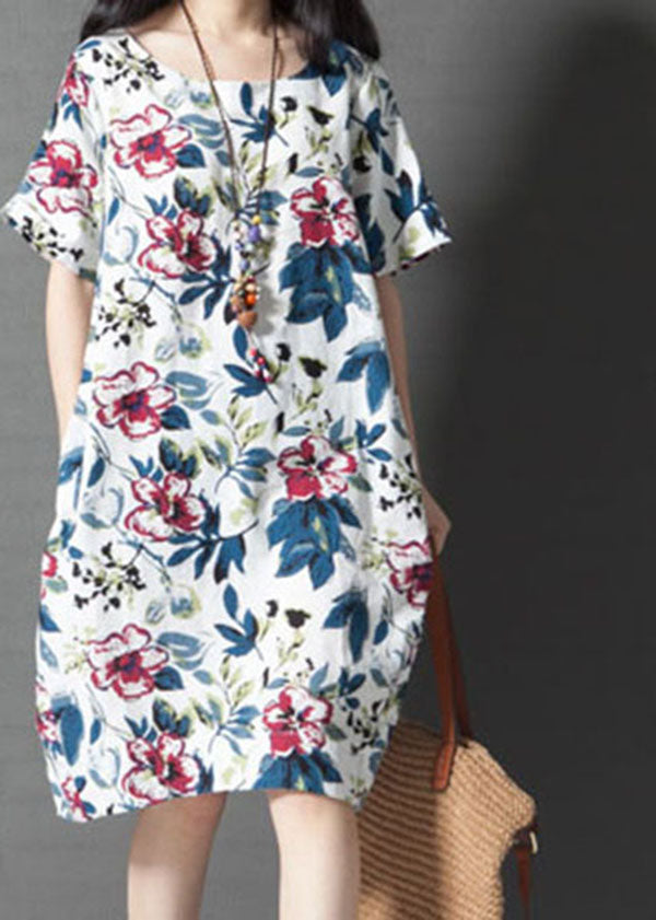 Loose Printing Short Sleeve Dress