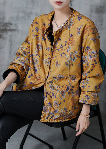 Yellow Print Faux Mink Hair Wear on Both Sides Coats Spring