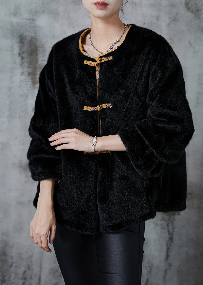 Yellow Print Faux Mink Hair Wear on Both Sides Coats Spring