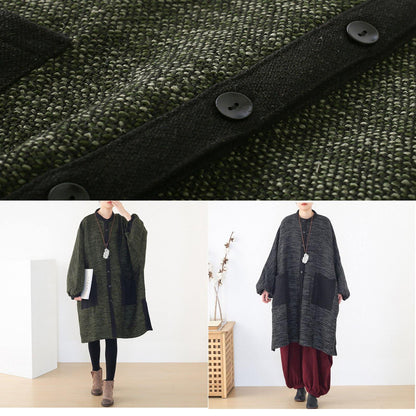Black Knitted Outwear Wild O Neck Knit Sweat Tops