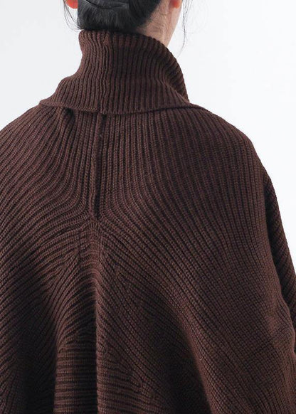Knit Sweat Tops Chocolate V Neck Batwing Sleeve Coats