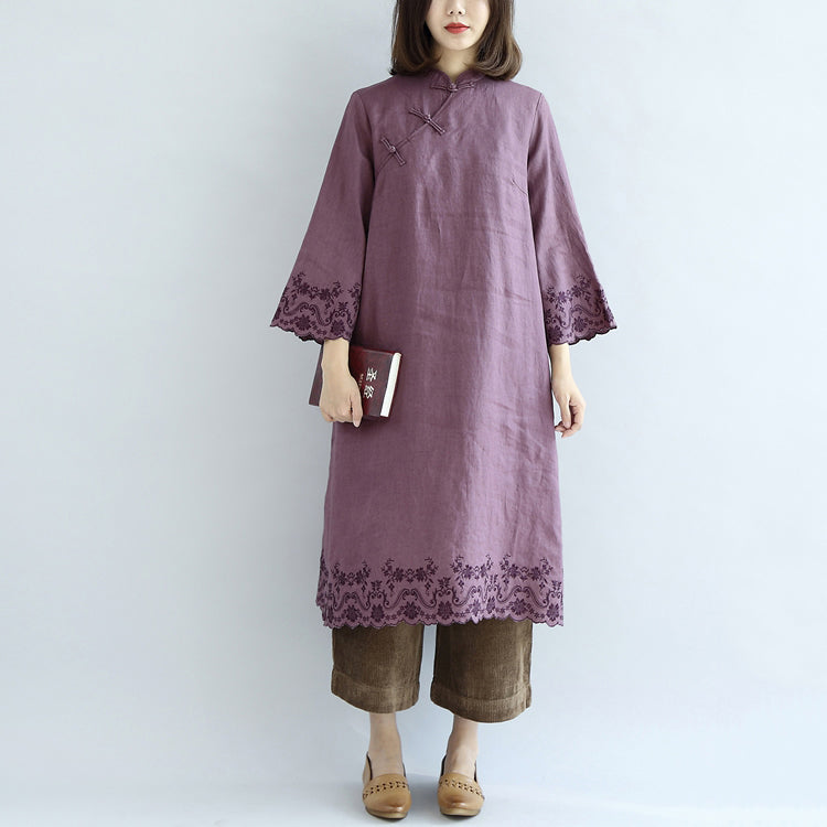 Purple Spring Dresses Long Linen Dress Linen Caftans Gown