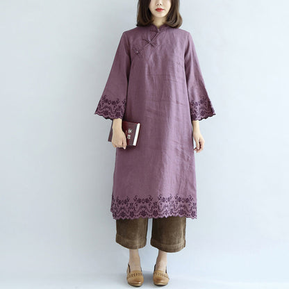 Purple Spring Dresses Long Linen Dress Linen Caftans Gown