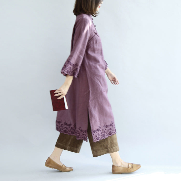 Purple Spring Dresses Long Linen Dress Linen Caftans Gown