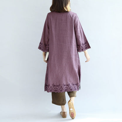 Purple Spring Dresses Long Linen Dress Linen Caftans Gown