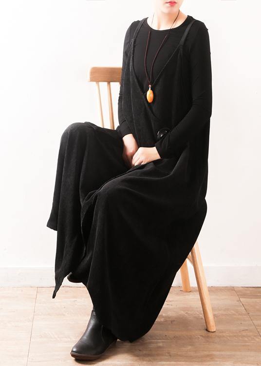 Vivid Large Pockets Fall Dress Photography Black Kaftan Dresses