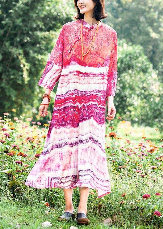 Vivid Patchwork Stand Collar Tunic Pattern Lnspiration Print Dress