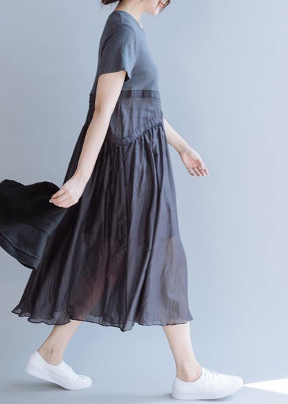 Vivid Patchwork Cotton Clothes O Neck Cotton Summer Dress